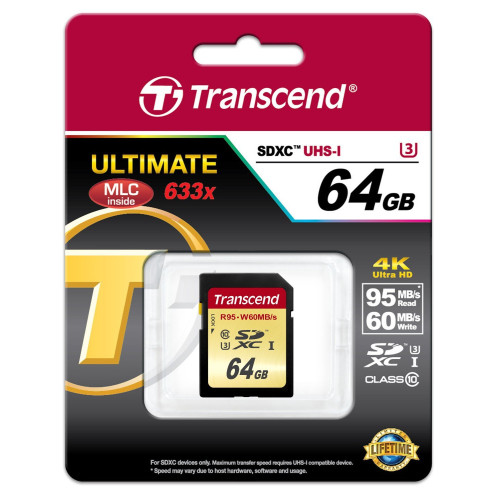 TS64GSDC340S 64GB SD CARD UHS-I A3 A1 ULTRA PERFORMANCE