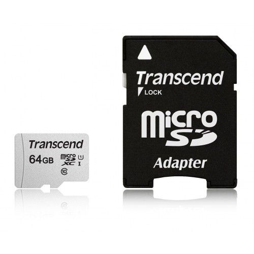 TS64GUSD300S-A  64GB UHS-I U1 microSD with Adapter