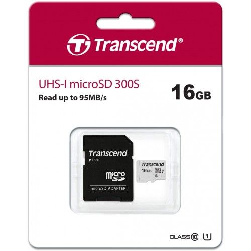 TS16GUSD300S-A 16GB UHS-I U1 microSD with Adapter